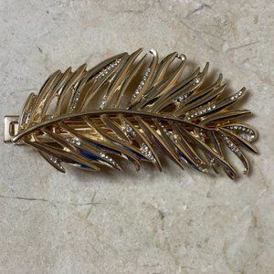 PALM LEAF HAIR CLIP, GOLD WITH RHINE STONES, WHITE HOUSE BLACK MARKET